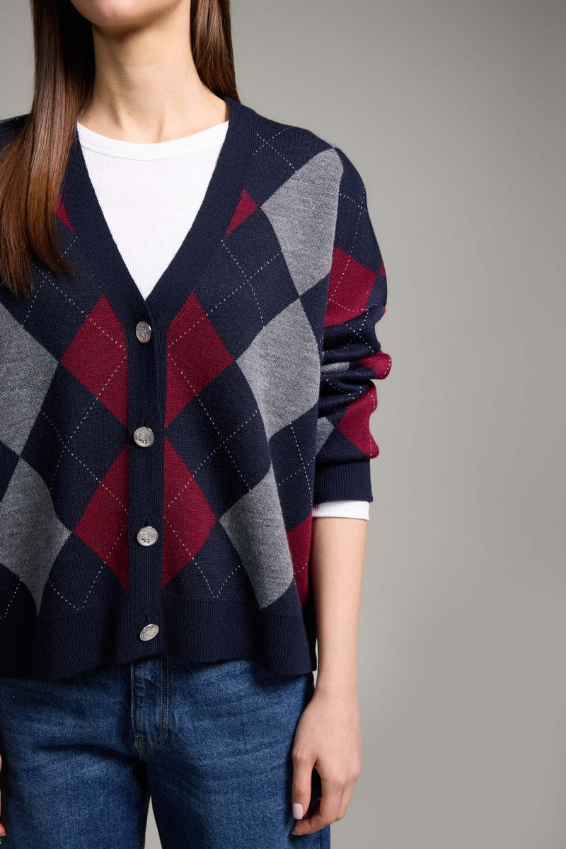 DeFacto Blue Woman Regular Fit V-Neck Cardigan Casual - Image 4